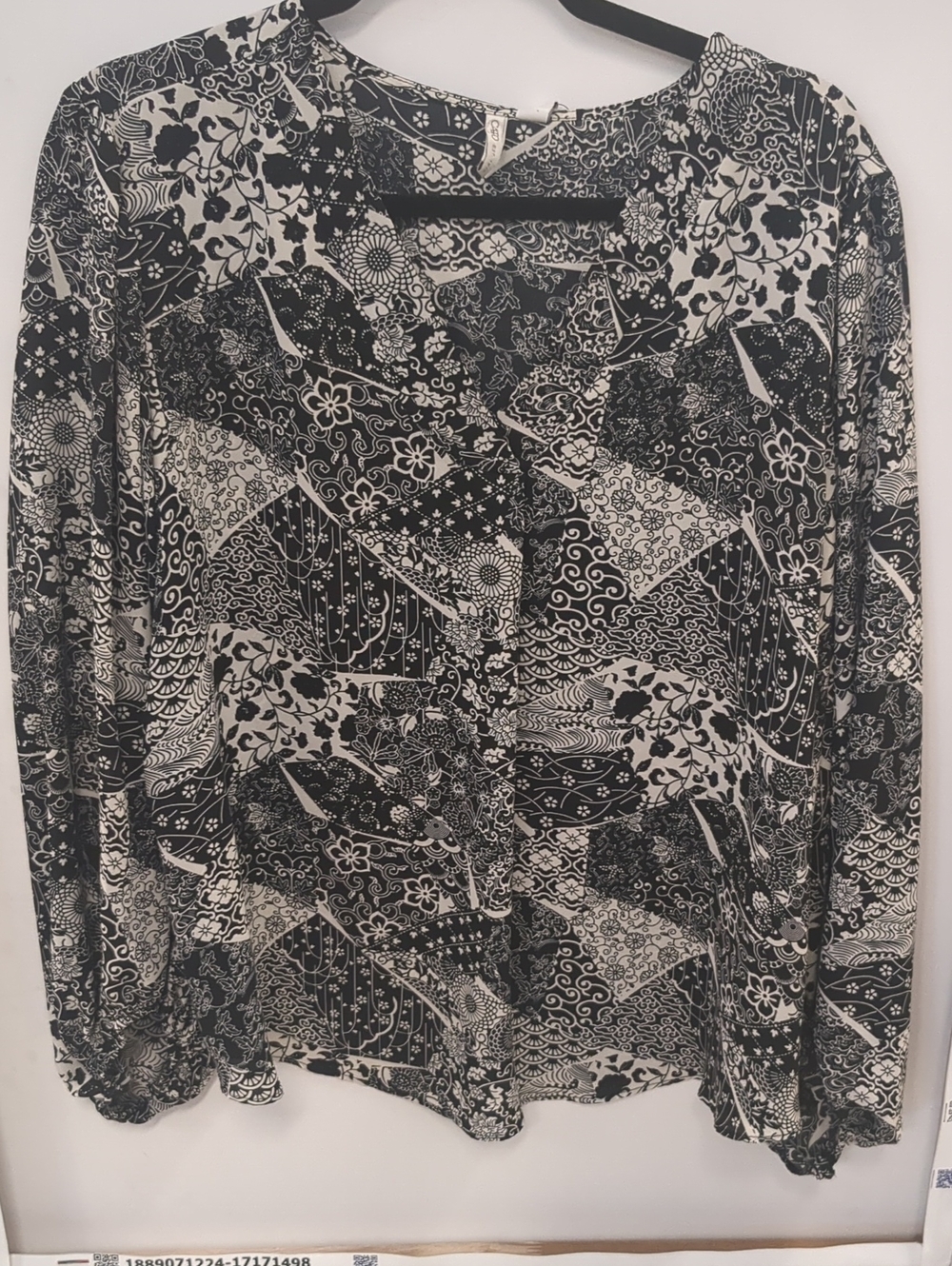 Cato Black and White Floral-Print Blouse